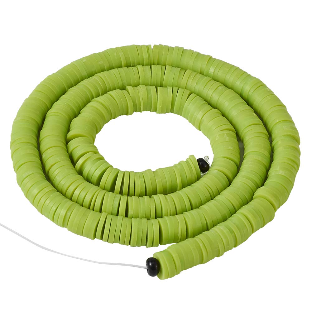 Boutigem 6mm Clay Beads 380~400Pcs Handmade Polymer Beads Heishi Spacer Beads for Bracelet Necklace Making, Green Yellow