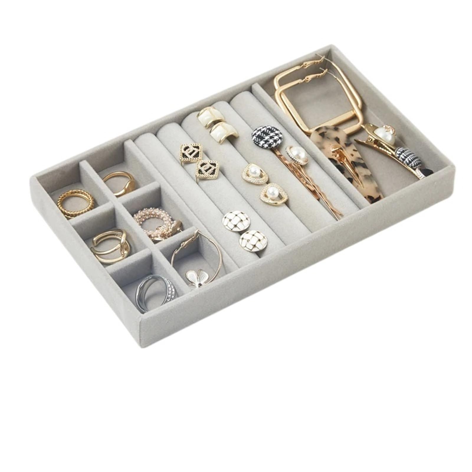 Sicrubious jewelry organizers and storage Jewelry Organizer Velvet Jewelry Storage Tray Display Ring Bracelet Necklace Storage Box Showcase Drawer Organizer Trays(Color26)