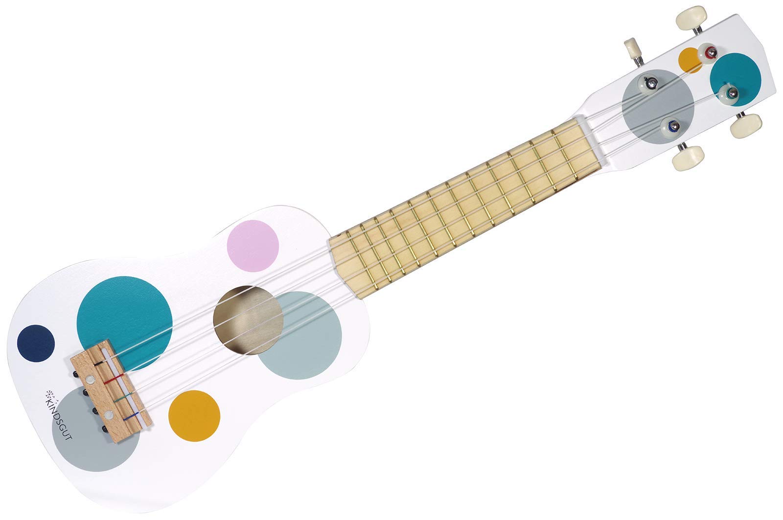 Kindsgut Musikinstrumenten-Set mit Gitarre Rasseln und Tamburin, dezente und Moderne Farben, Punkte