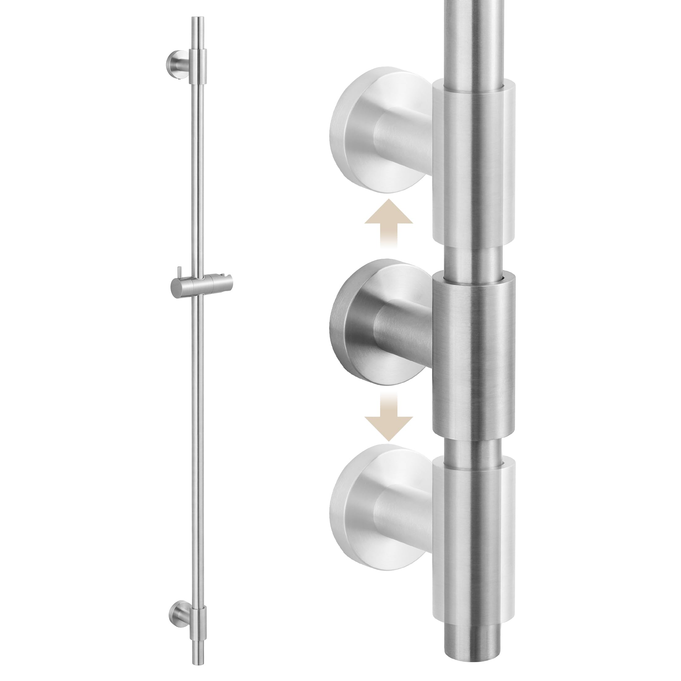 KES 122CM Shower Riser Rail with Adjustable Shower Head Holder, 18/8 Stainless Steel Slider Rail Brushed Finish Wall Mounted