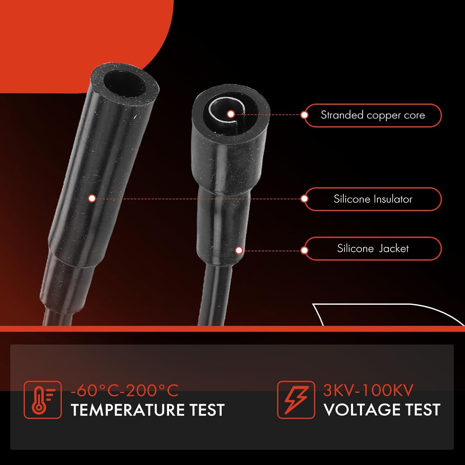 A-Premium 10PCS Spark Plug Wires Compatible with Chrysler Town & Country, Newport, LeBaron, Imperial, Cordoba, Fifth Avenue & Dodge Aspen, D350, W100, B100, B150, B200, B250, B300 & Plymouth PB200