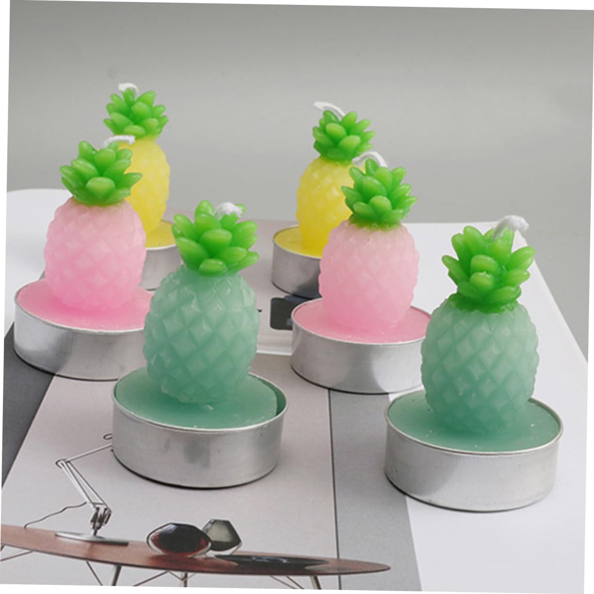 PRETYZOOM Paraffin Wax Pineapple Tealight Candles 12 Pieces Plant Candles for Decor for Parties Wedding Festivals Home