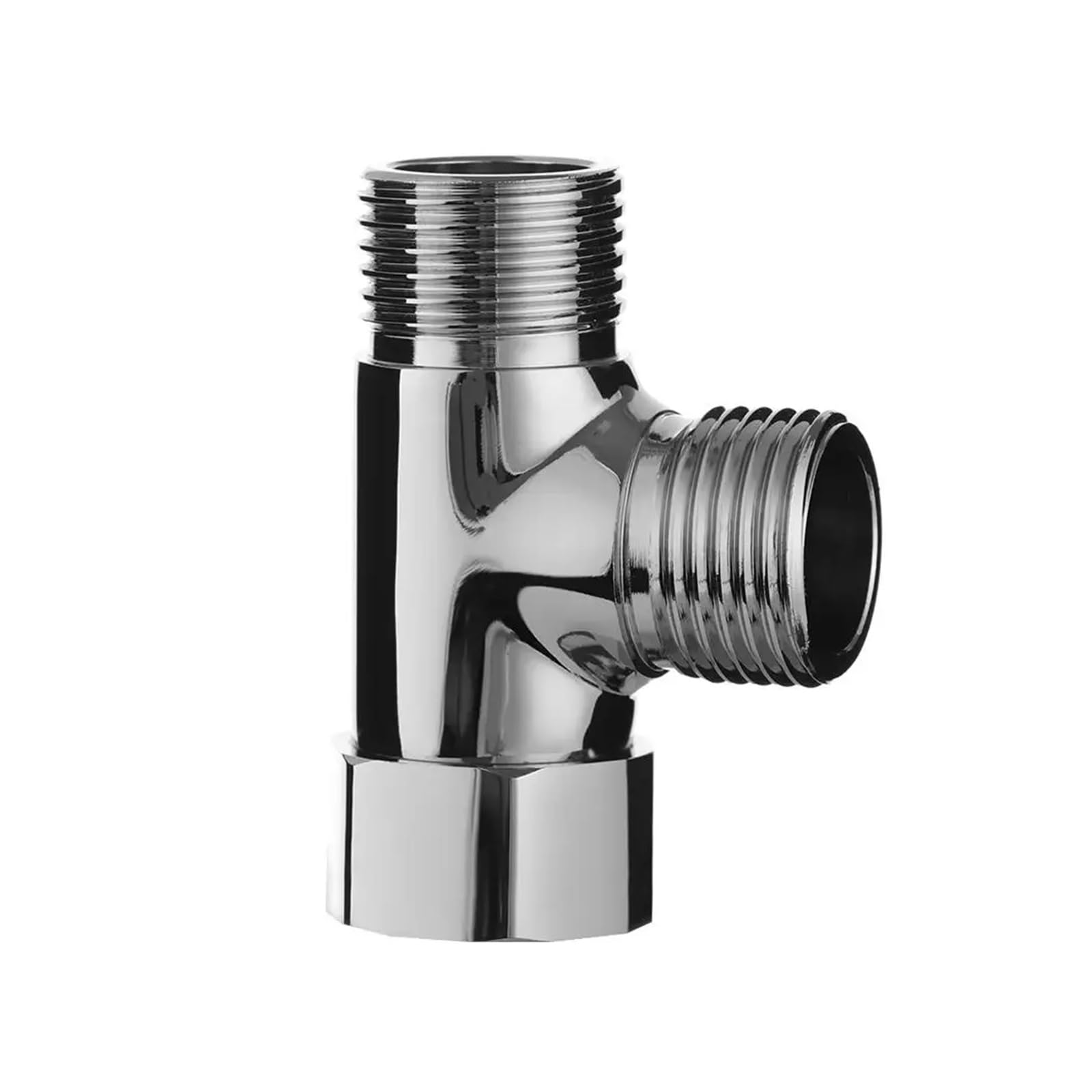 1/2" 3 Way Brass Chrome Diverter Water Separator T Shape Faucet Adapter Valve Tap Splitter Shower for Bathroom Bathtub(Color1)
