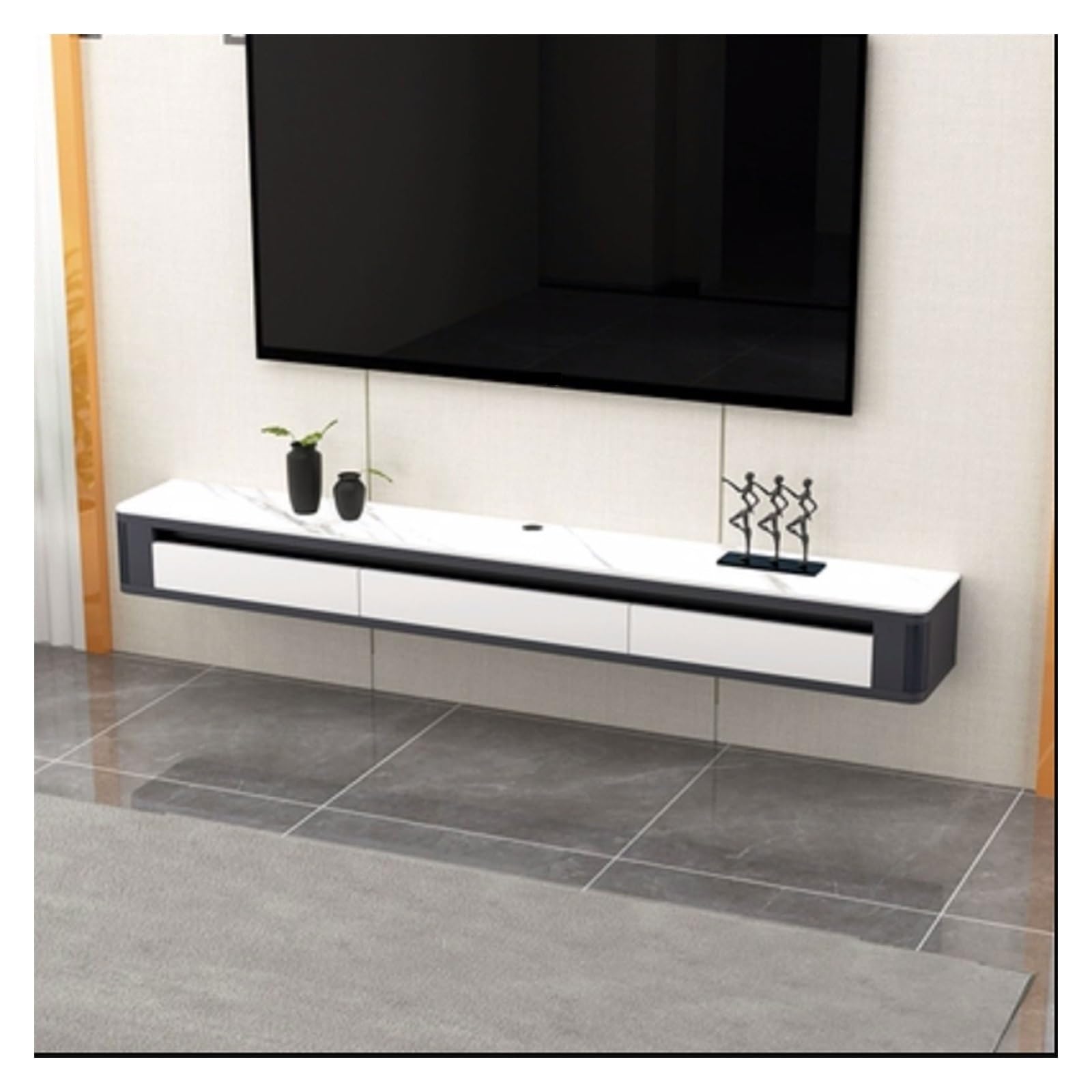 Mueble de TV Consola de TV flotante moderna montada en la pared de 63 pulgadas con 2 cajones y estante, soporte for TV que ahorra espacio, mueble de TV colgante decorativo contemporáneo for almacenami