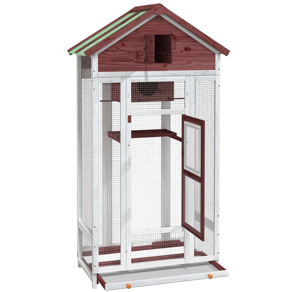 Voliere Mokka 91,5x53x170 cm Massivholz Kiefer,Tier- & Haustierbedarf,Haustierbedarf,Vogelbedarf,Vogelkäfige & -ständer,Rot,19.5 kg-172254