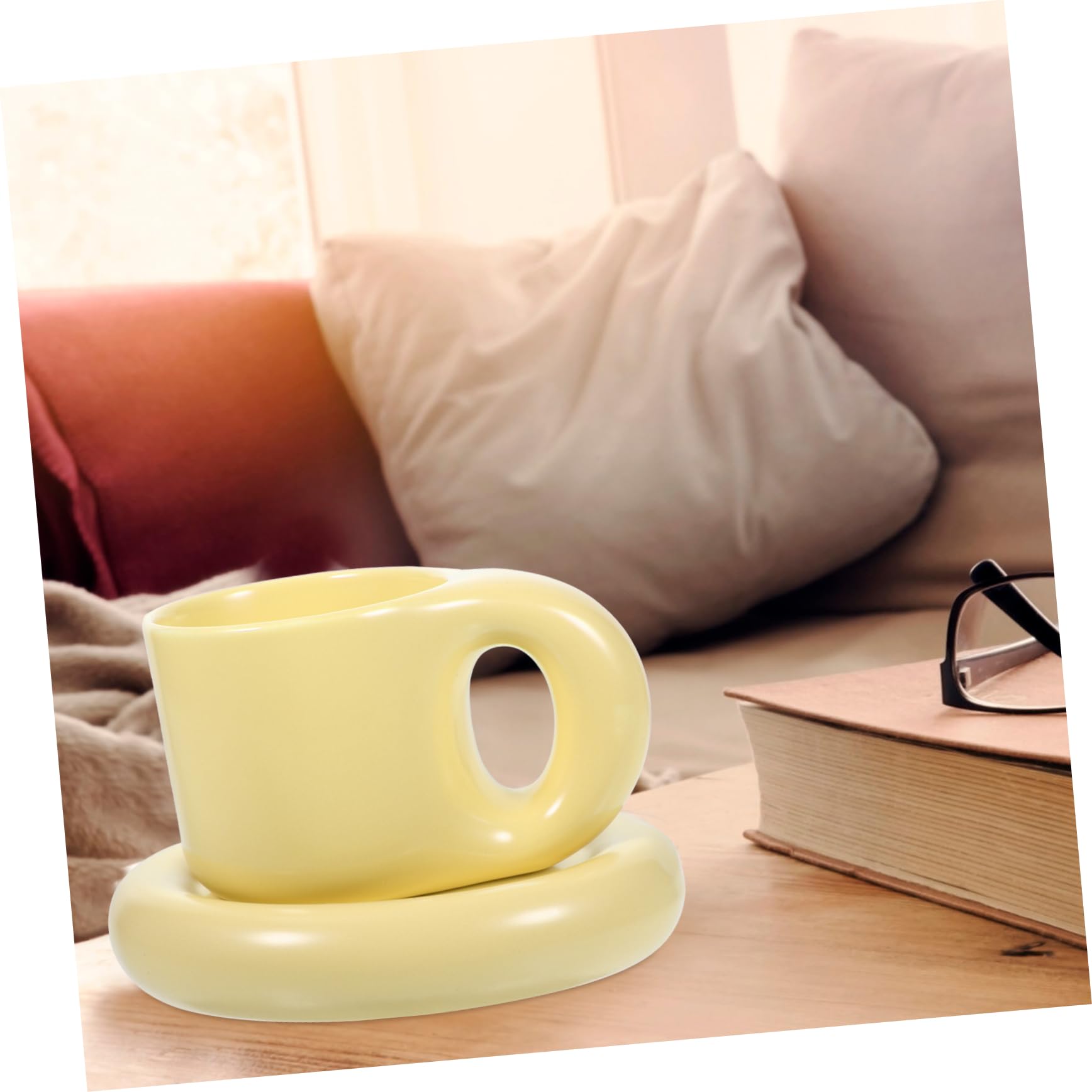 CHILDWEET 300ml Ensemble de Tasses à Café en Céramique avec Soucoupe