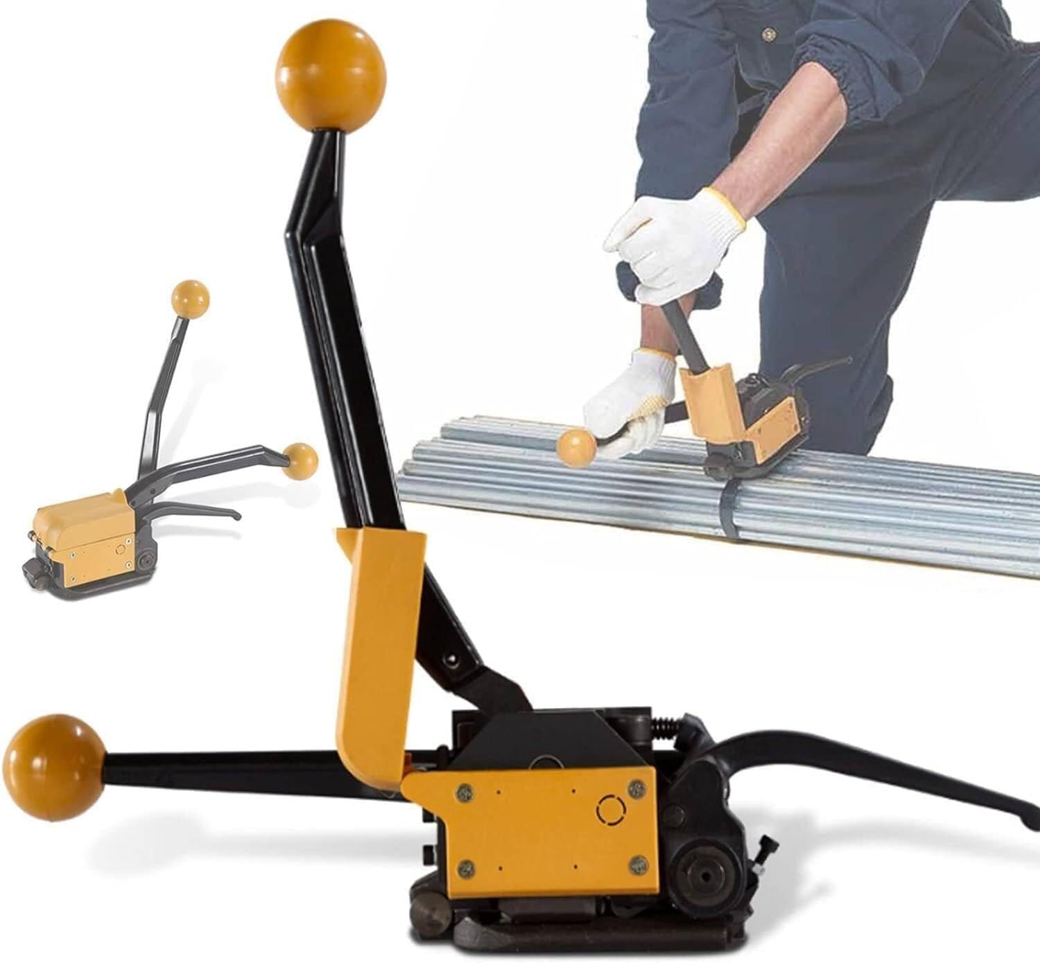 UMJIGF Manual Strapping Machine, Steel Strapping Tools, Handheld Steel Strap No Buckle Baler, for Width 13-19mm Thickness 0.38-0.58mm Steel Straps Banding,