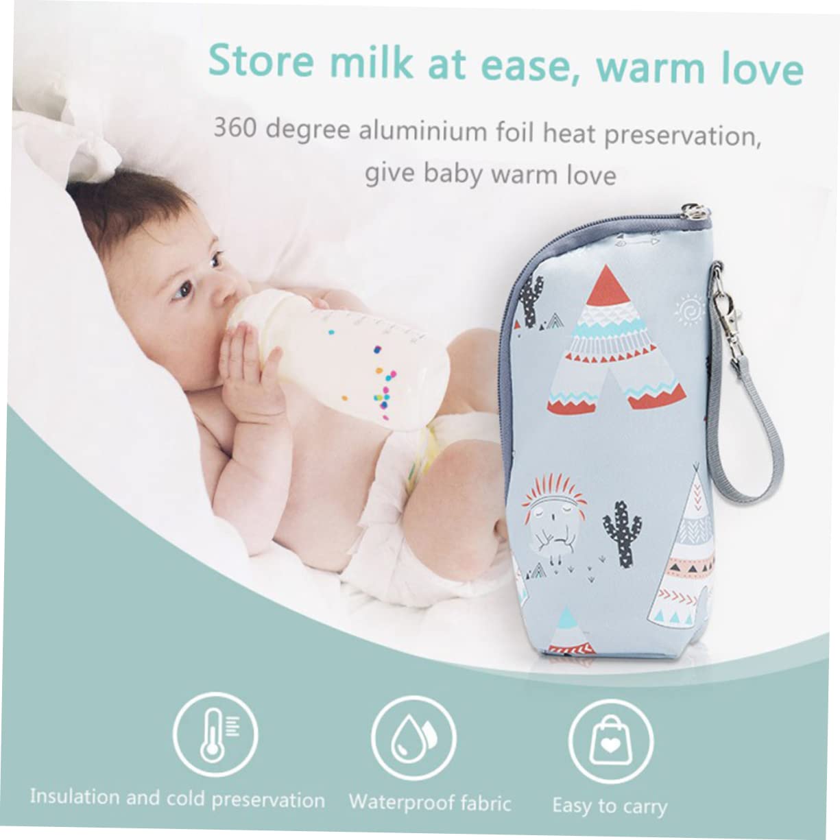 ibasenice 4piezas Bolsa Térmica Portátil para Biberón Funda Aislante para Almacenamiento De Leche Infantil para Paseos y Actividades Al Aire