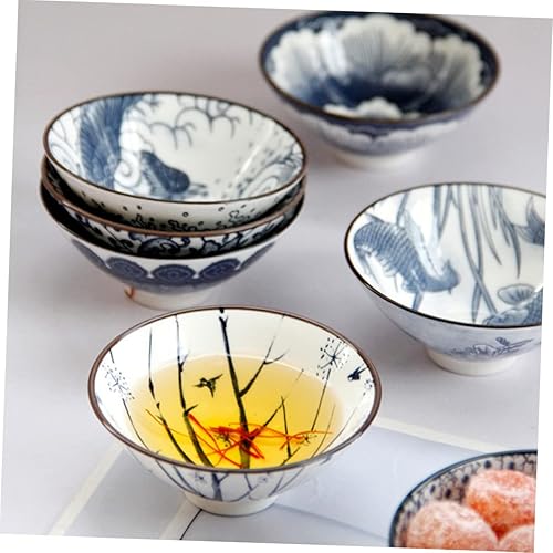Miniatura 7 de 6pcs taza de té de porcelana azul y blanca Oficina Vintage Cerámica Contenedor de agua