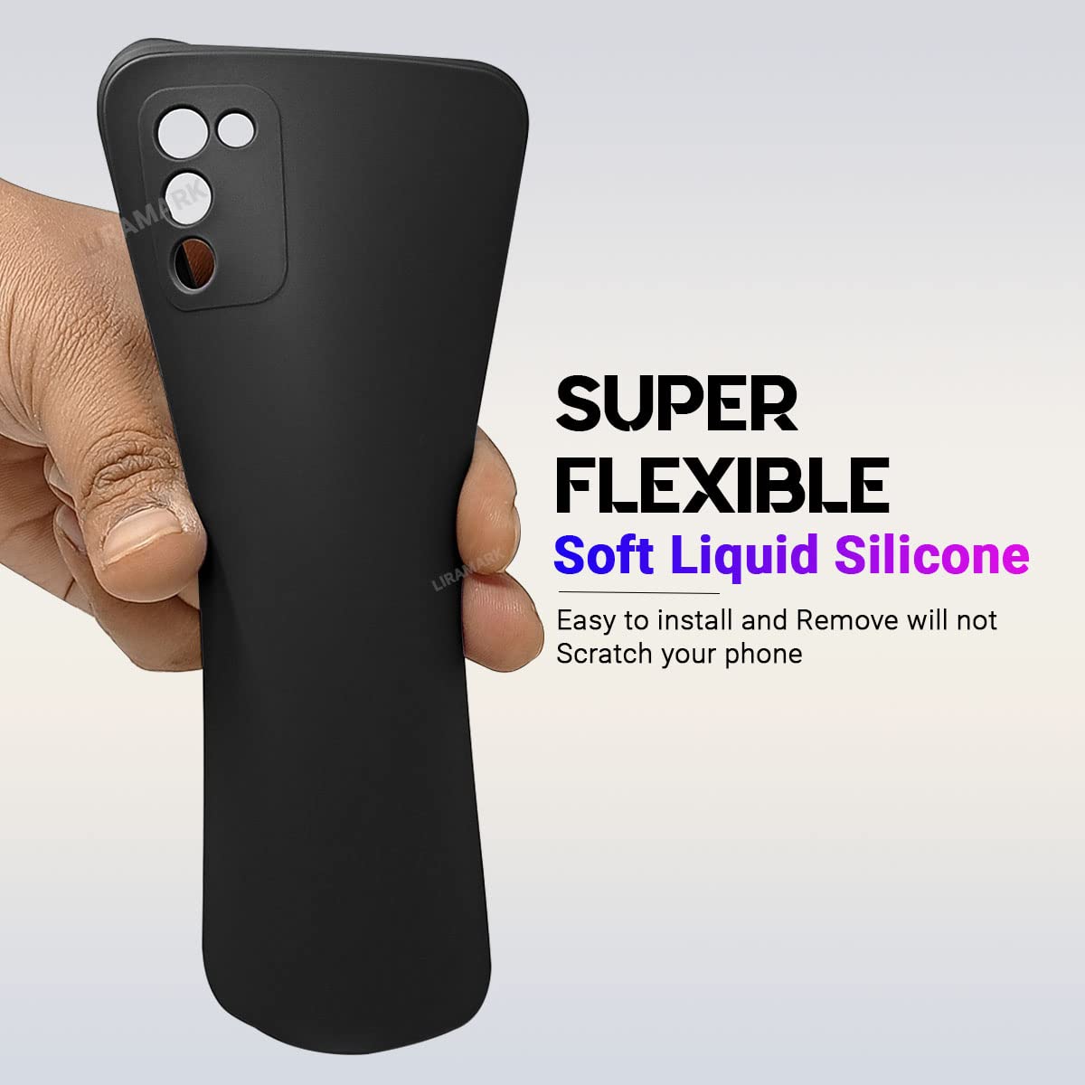 LIRAMARK Silicone Soft Back Cover Case for Samsung Galaxy M02s | F02s | A02s (Silicone Black) — Amazon image 4