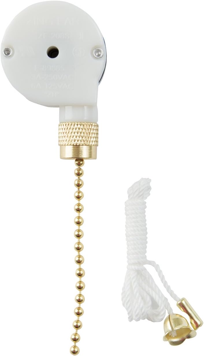 Gardner Bender GSW-34 Electrical Pull Chain Switch, SPTT, OFF-ON-ON-ON, 6 A/125V AC, 6 inch Wire Terminal