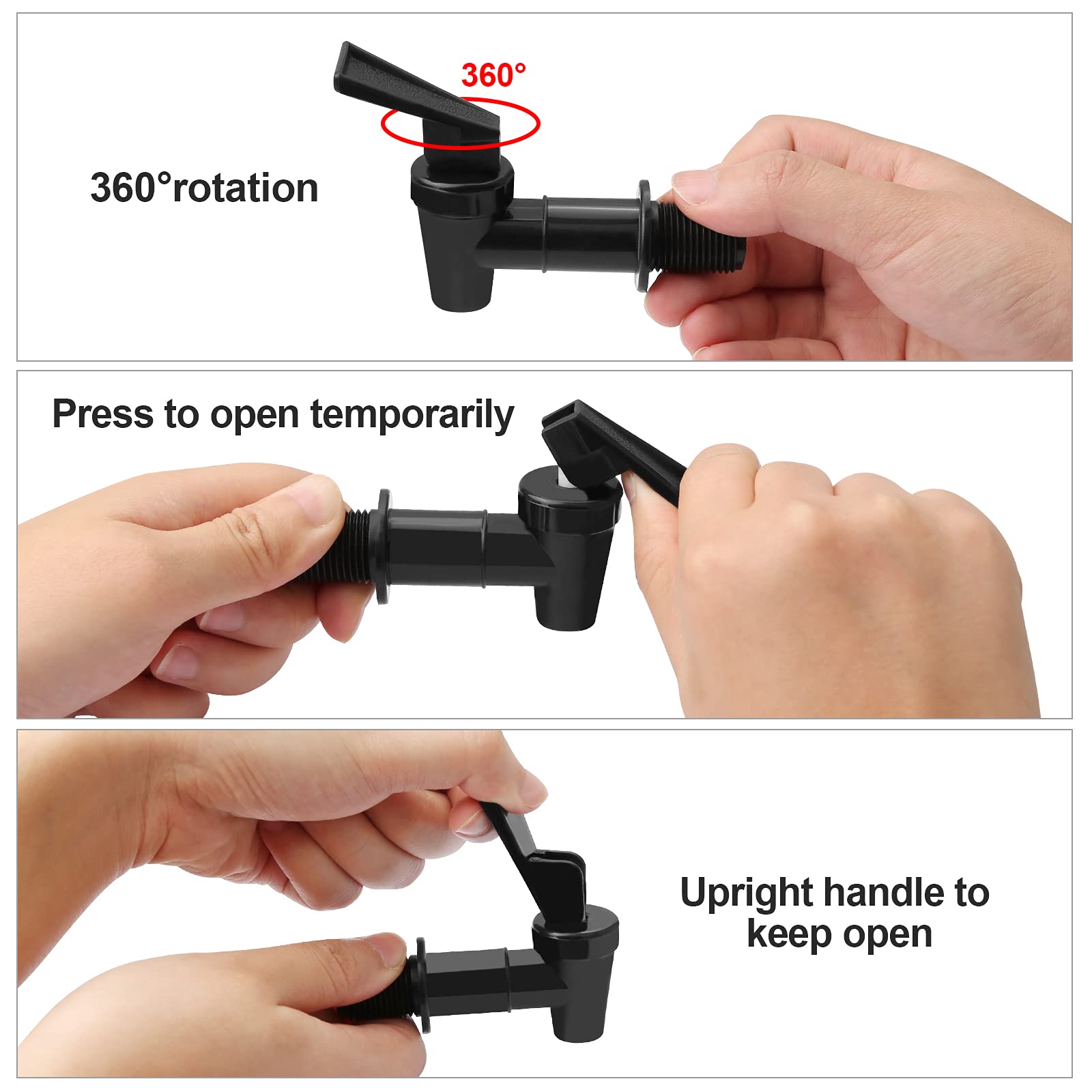 Set di 4 dispenser per bevande in plastica, per fusti di birra, bicchieri, caffè, succhi, fontana, in bianco e nero