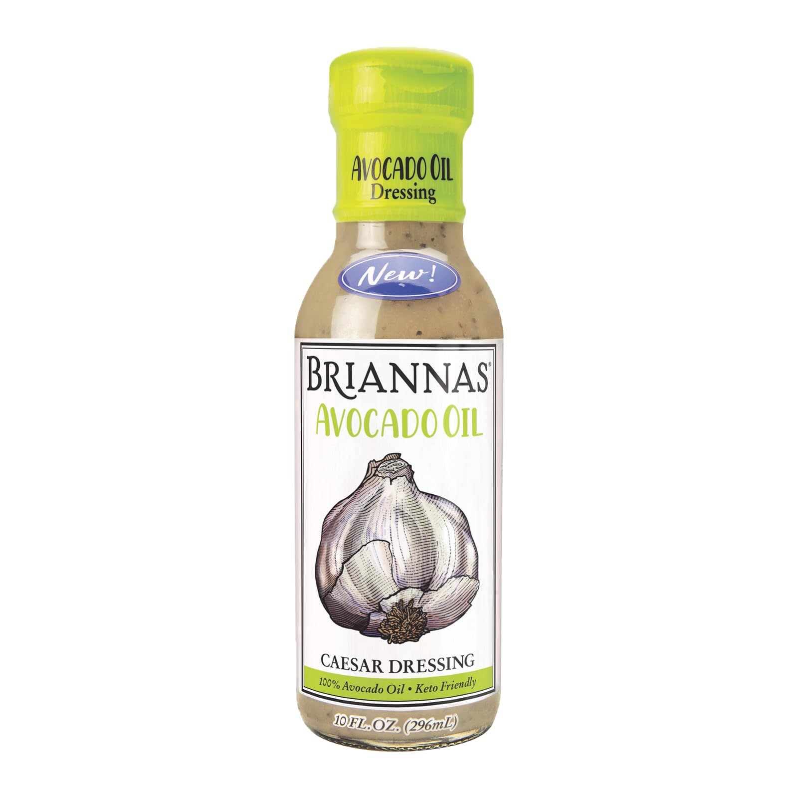 BRIANNAS - Avocado Oil Caesar Dressing - Nutrient Rich, Keto Friendly, Dairy Free Salad Dressing made with 100% Avocado Oil - 10 oz. Bottle