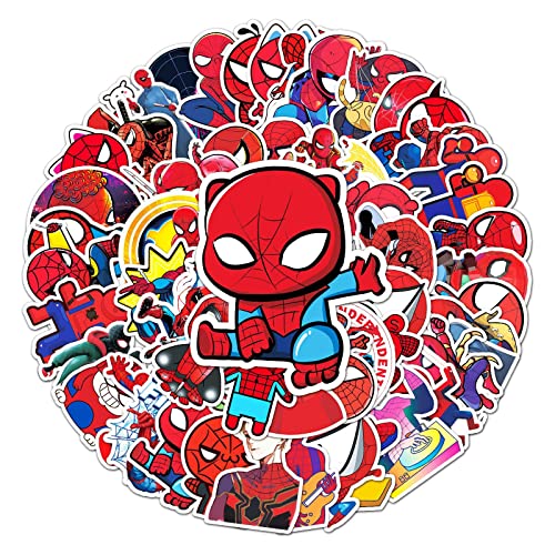 Lot de 50 autocollants en vinyle pour ordinateur portable,Cadeau pour enfants, adolescents, adultes, filles, garçons,Imperméables,Motif Spiderman, scrapbooking, planche à roulettes Cover