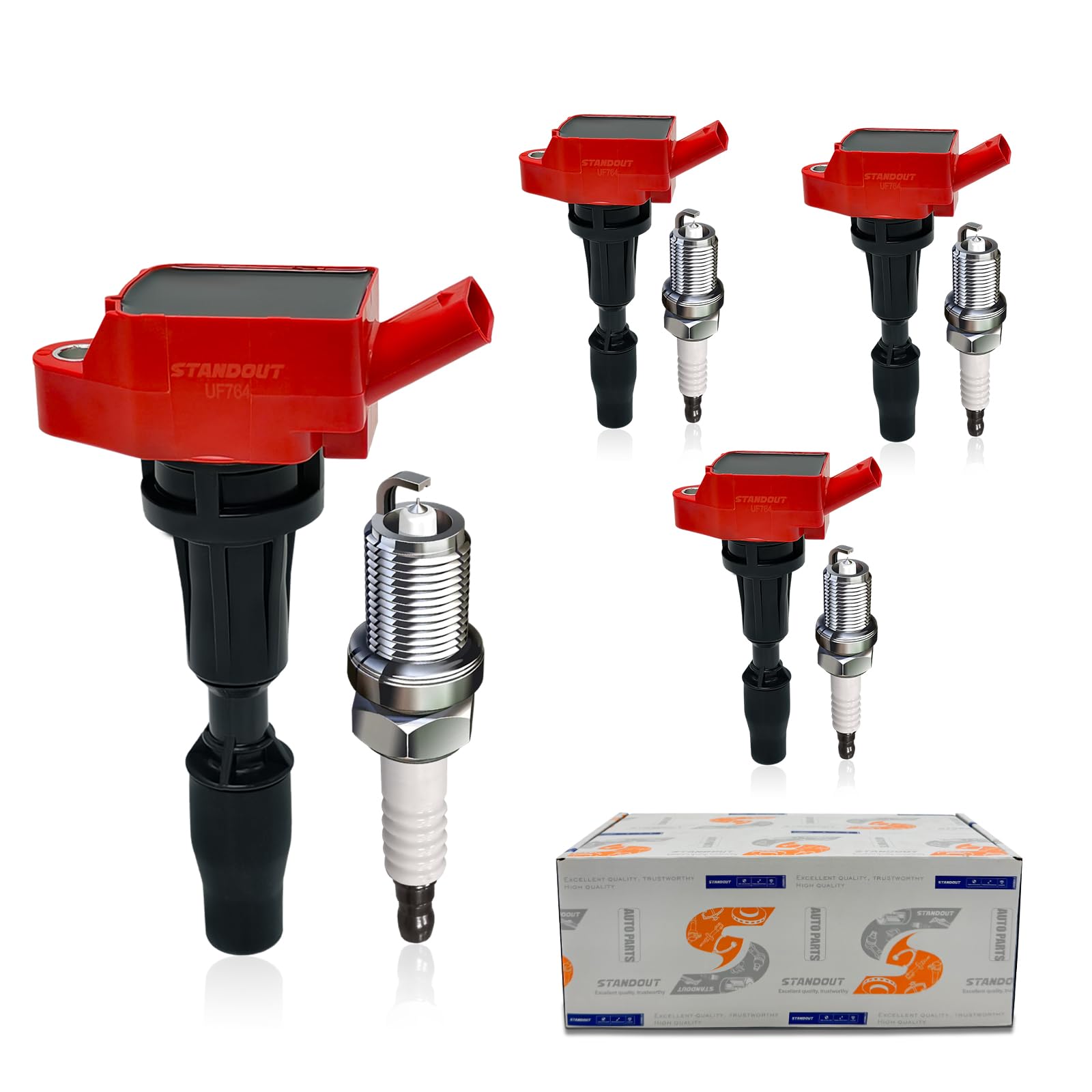 STANDOUT UF764 Ignition Coil Pack &amp; 93175 Iridium Spark Plug Set of 4