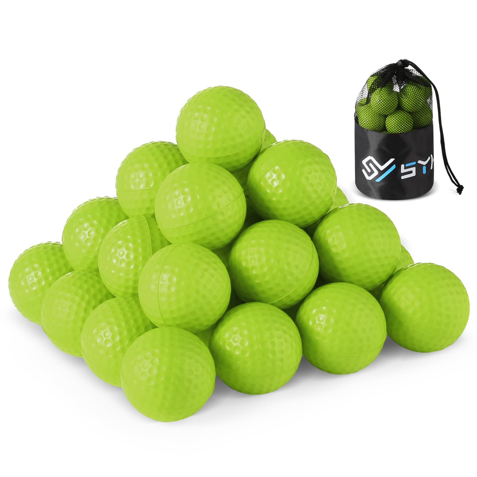 32 Pcs Foam Golf Practice Balls Realistic Feel and Flight Training Balls with Drawstring Mesh Bag for Indoor Outdoor Backyard Game Training Sport