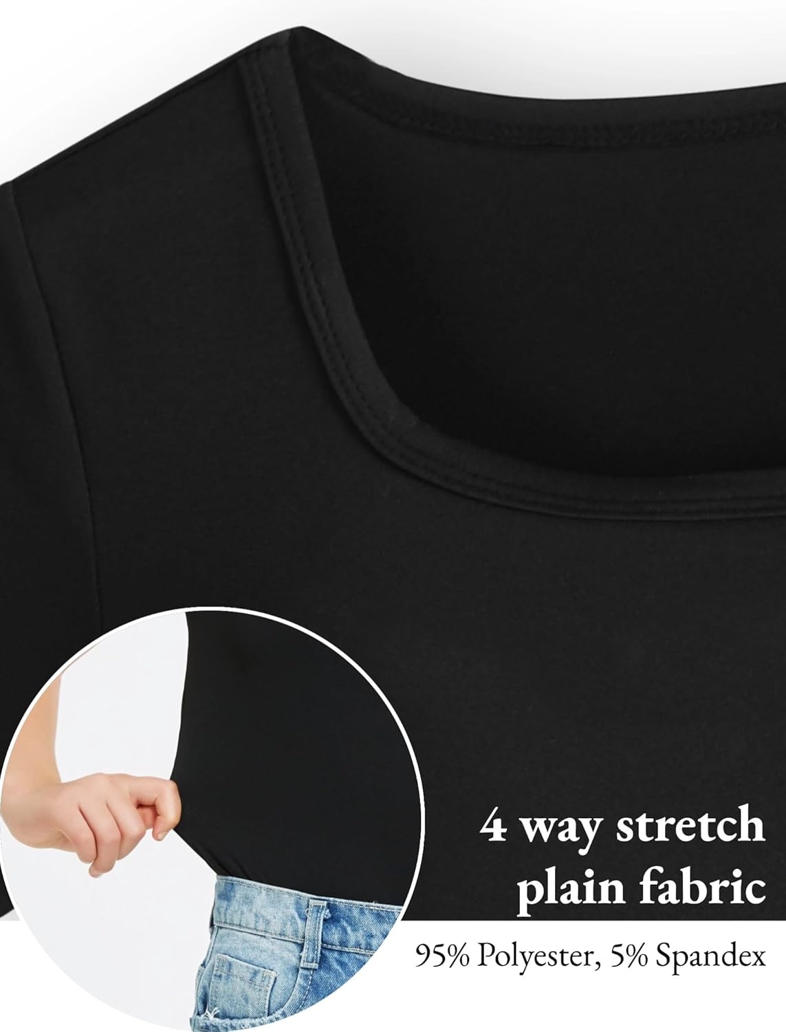 EXARUS Girls 2 Pack Bodysuit Leotards Casual Short Sleeve Scoop Neck Tee T Shirt Kids Solid Tops 8-14Y - Image 2