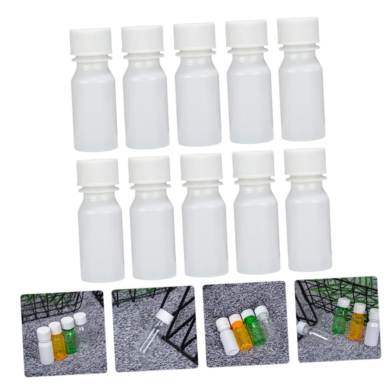 KICHOUSE 30pcs 20ml Wide Mouth Lab Reagent Bottles Pet Material Bottles for Sample Sealing Random