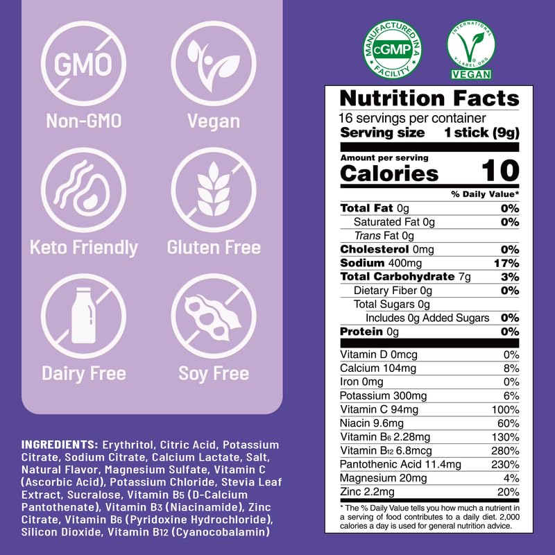Miniatura 2 de Venture Pal Paquetes de electrolitos en polvo sin azúcar, mezcla de bebida líquida diaria IV para hidratación rápida y recuperación de fiestas, 5