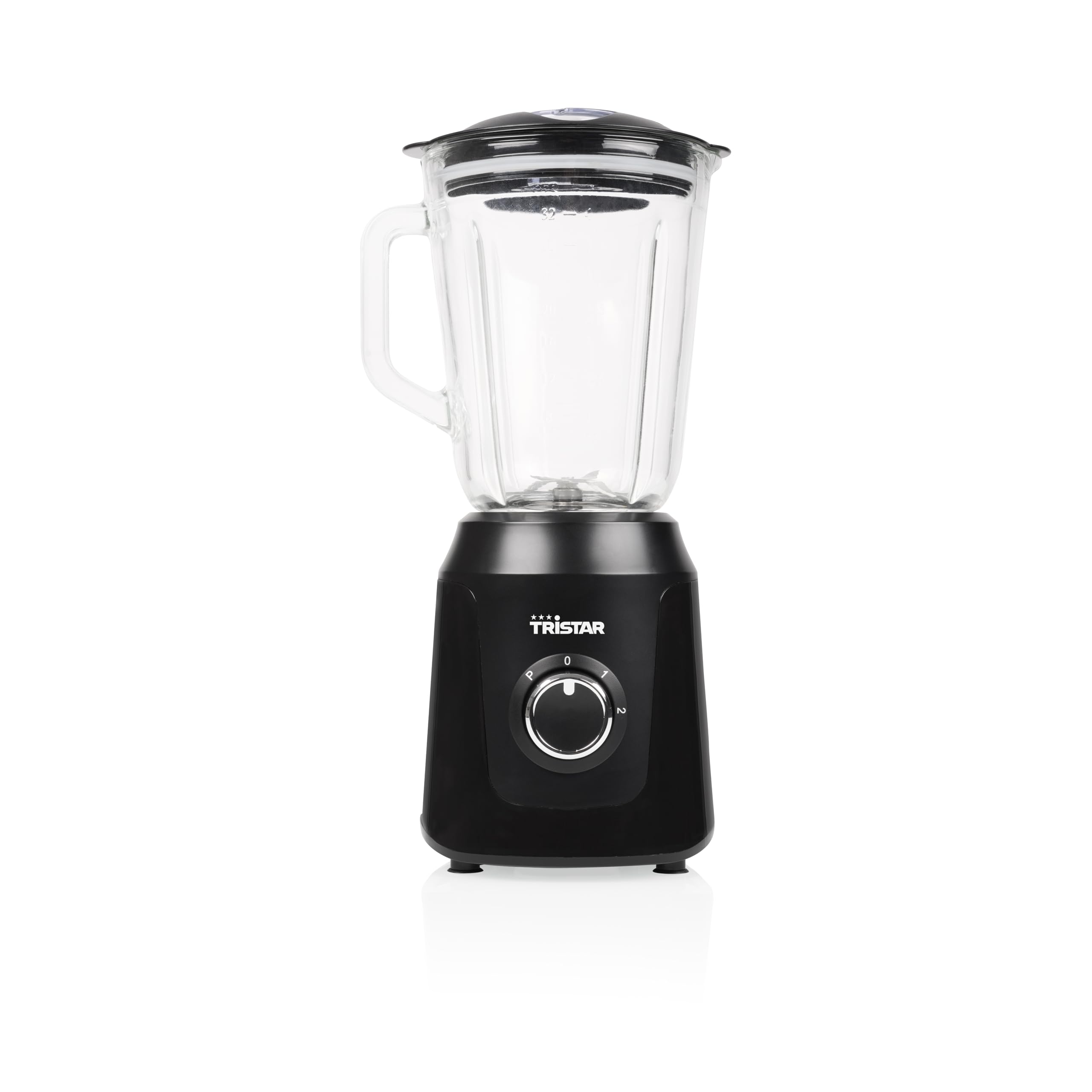 Tristar Batidora, jarra batidora de cristal de 1 litro, 2 velocidades, función pulso para picar hielo, piezas aptas para lavavajillas, negra, 350 W, Smoothie Maker BL-4482