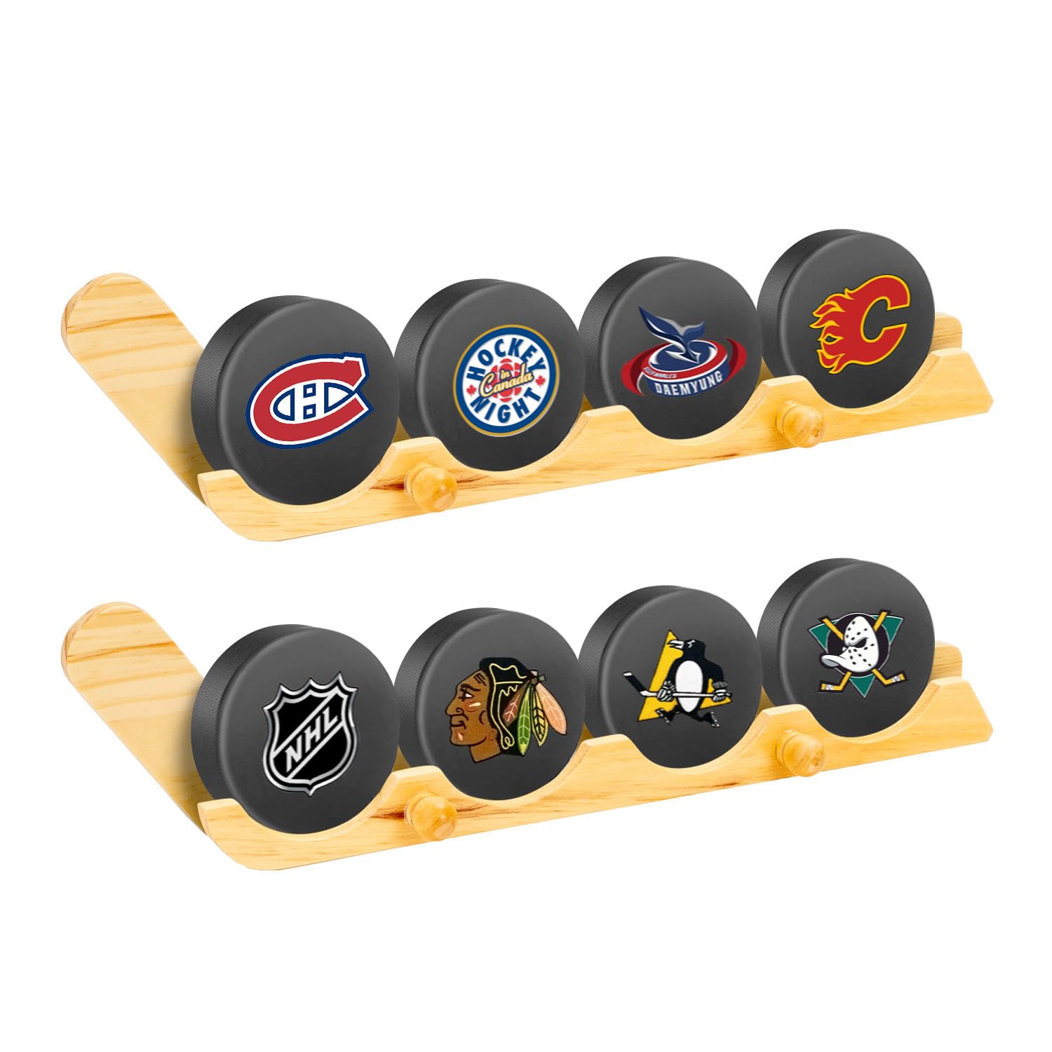 2 Pack Hockey Puck Display Cases for Father's Day Gifts Wooden Wall Mount  Hol... | eBay