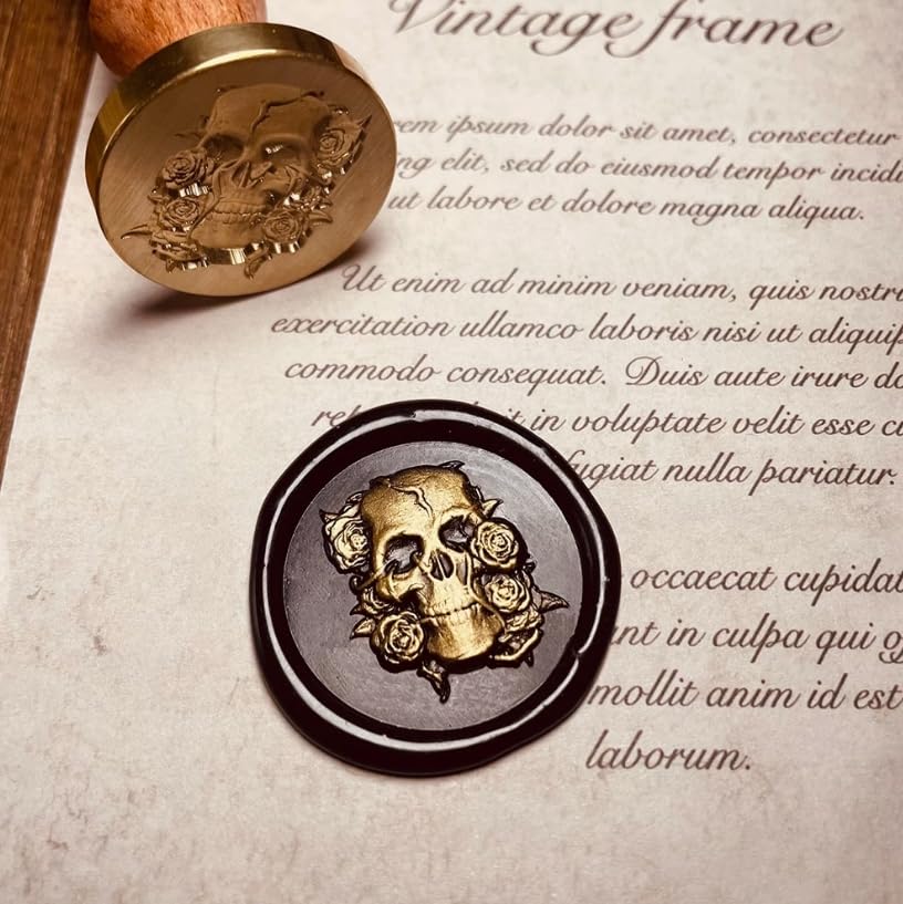 Mceal Wax Seal Stamp 3D Engraved Vintage Wax Stamp for Journals and Heaven & Hell Series - Skeleton