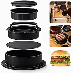 Forma Hambúrguer 3 em 1 para hambúrguer gourmet, recheado ou mini. Ideal para preparar lanches caseiros de forma prática, uniforme e profissional – Qualidade Premium LNSTORE