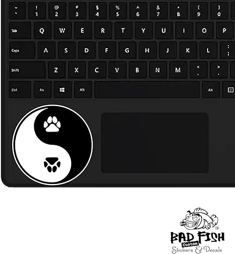 Miniatura 5 de Bad Fish Custom Decals Paquete de 3 calcomanías para automóvil con diseño de pata de perro Yin Yang, gato y gato, divertidas y bonitas, vinilo