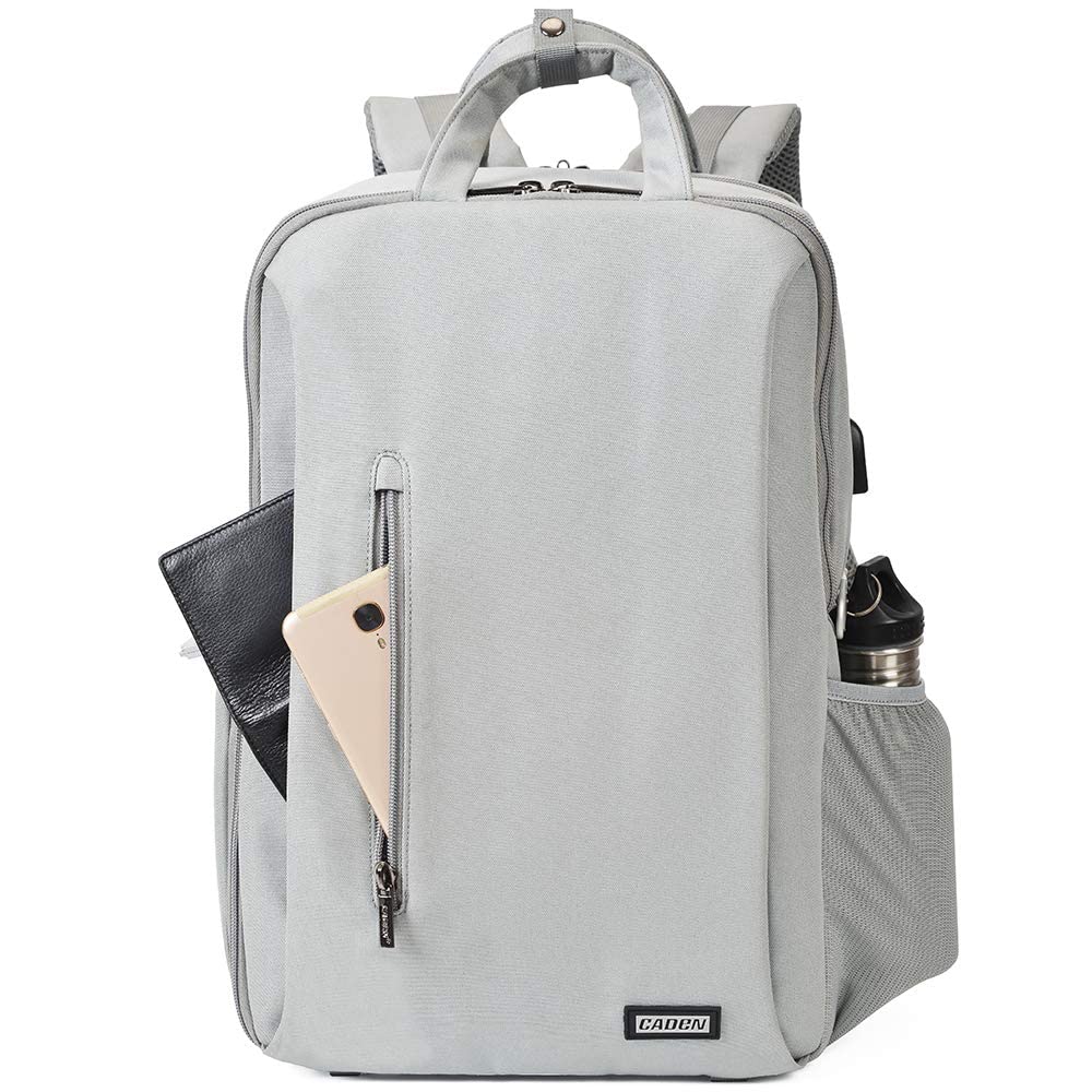 CADeN Sac à dos imperméable pour appareil photo et sac de voyage décontracté avec USB compatible avec ordinateur portable DSLR Canon, Nikon, Sony 15,6"