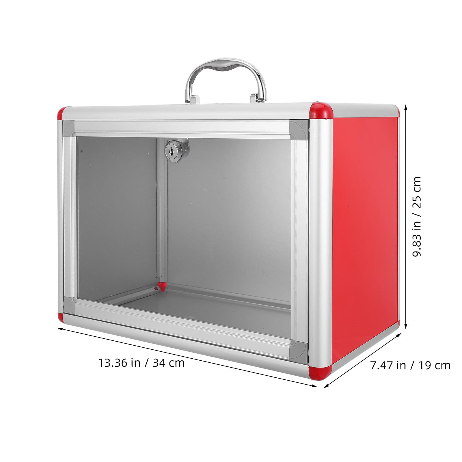 DOITOOL Skrzynka na sugestie z zamkiem: Skrzynka na sugestie z otworem - 13,3" x 9,8" Metalowa przezroczysta na karty do głosowania - Bezpieczny, zamykany słoik na napiwki do zbierania