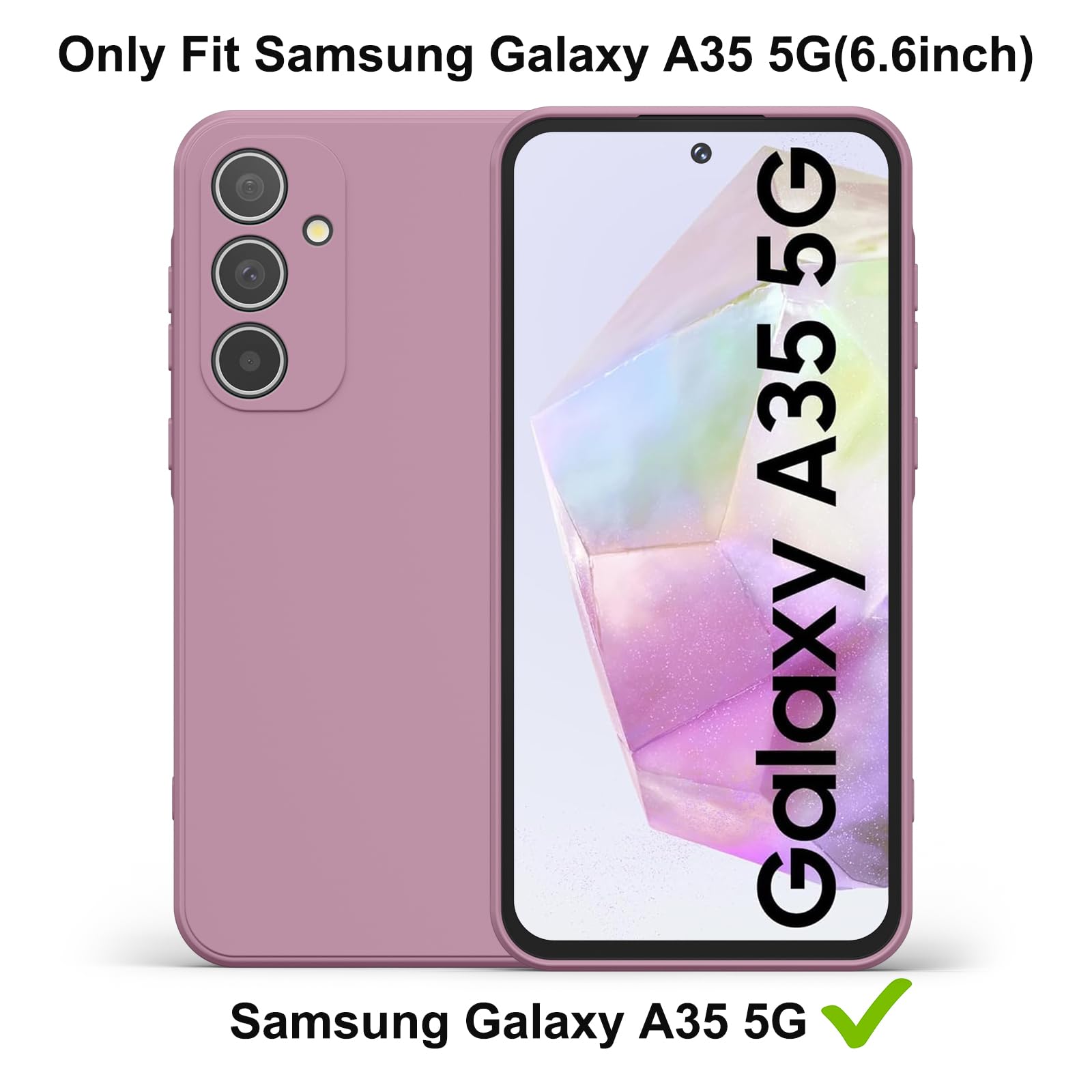 Vancle Etui do Samsung Galaxy A35 5G z 2 x szkłem pancernym i smyczą – miękkie silikonowe etui na telefon komórkowy 6,6", odporne na uderzenia z wyściółką z mikrofibry do Samsung A35 5G Case