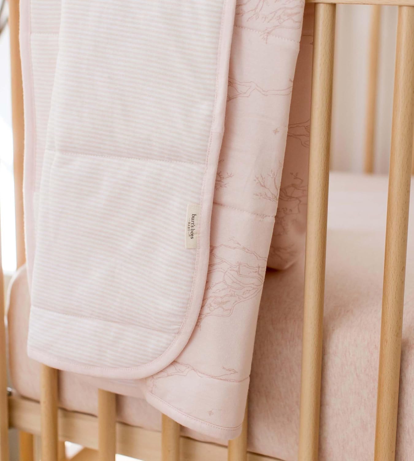 Burt's Bees - Manta Reversible para bebé, guardería, carriola y Tummy-Time de algodón orgánico Acolchado para bebés y niños pequeños