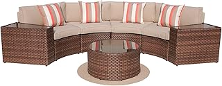 Sponsored Ad - SUNSITT Outdoor 7-Piece Half-Moon Sectional Furniture Set with Round Coffee Table, Patio Curved Sofa Set, B...