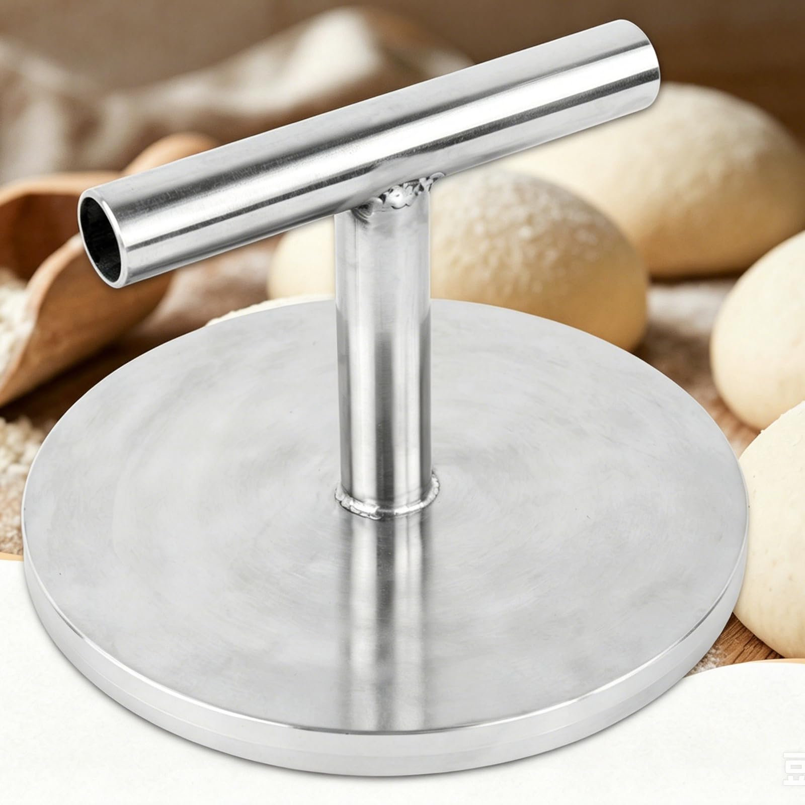 Pressa per Hamburger in Acciaio Inox 304, Pressa per Impasto Rotonda Antiaderente Resistente, Saldatura Monoblocco/Bordi Lisci/Superficie di Pressatura Piatta, per Crosta di Pizza, Torta