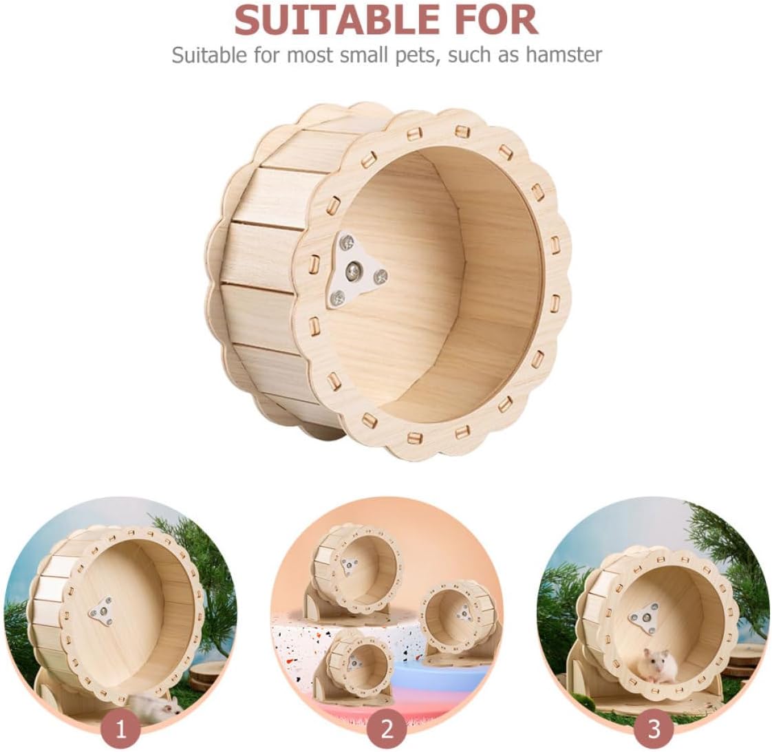Alasum Wooden Hamster Running Wheel Exercise Roller Silent Small Animal 13Cm Indoor Pet Hamster for Dwarf and Squirrels