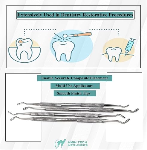 Vista 16 de Juego de 6 instrumentos de llenado de resina compuesta, kits de espátula de llenado dental para reparación estética de resina y preparaciones