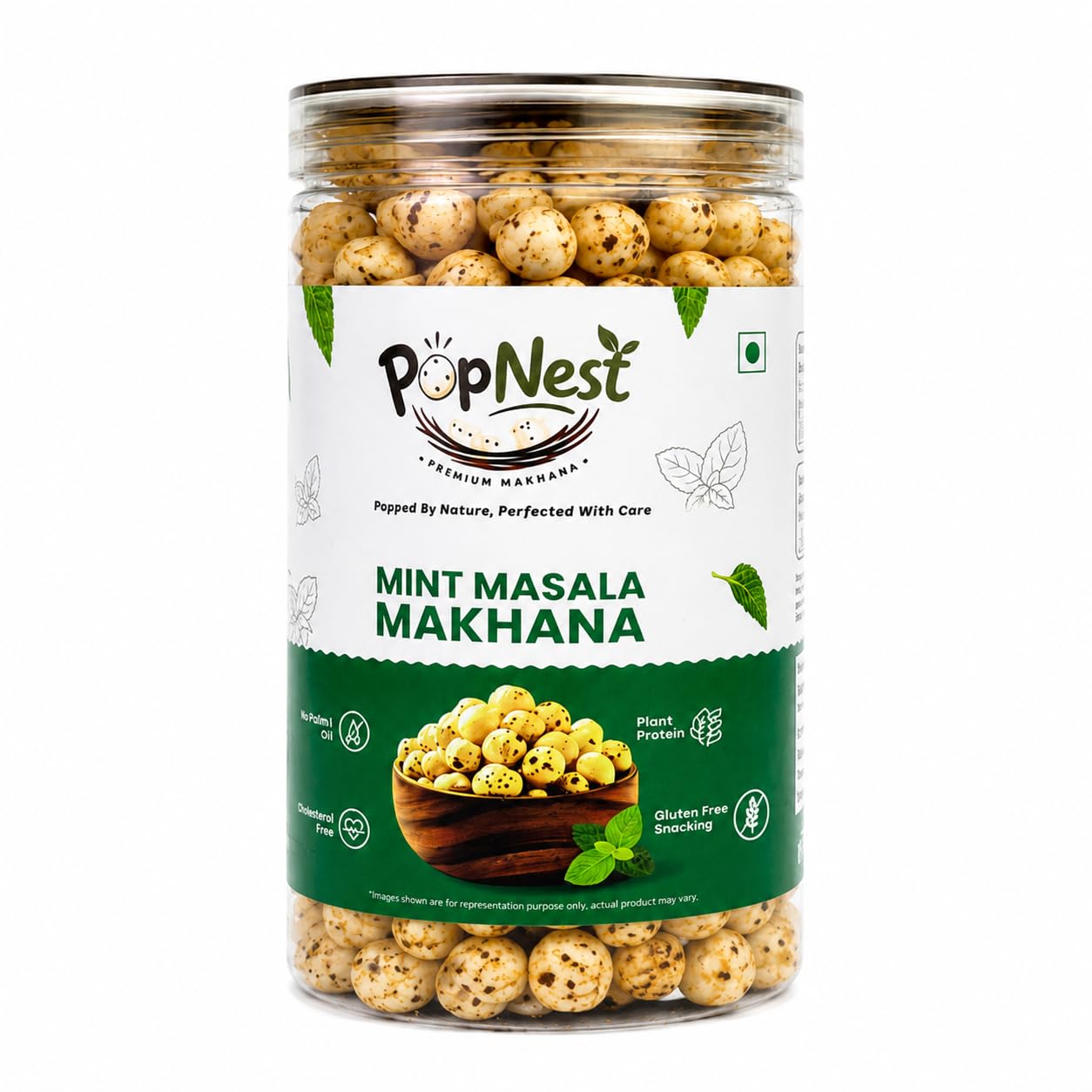 POPNEST Mint Masala Makhana 80g | Roasted Fox Nuts | Healthy Snack | Gluten Free | High Protein | Cholesterol Free | No Palm Oil | Diet & Fitness Snack-image-43