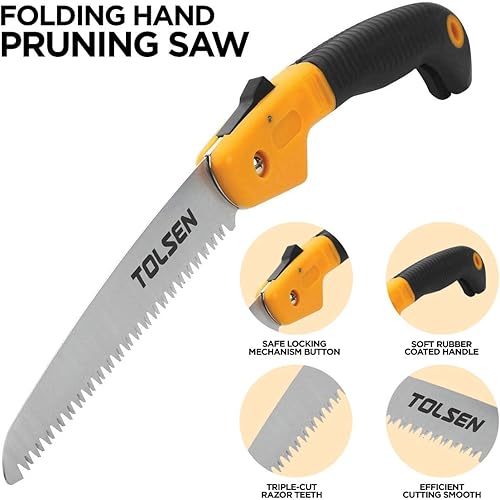 Miniatura 3 de Tolsen Sierra de poda 7.087 in, Sharptooth diseñado para cortes finos Sierras de mano de hoja gruesa para cortar madera, Sierra de mano para madera,