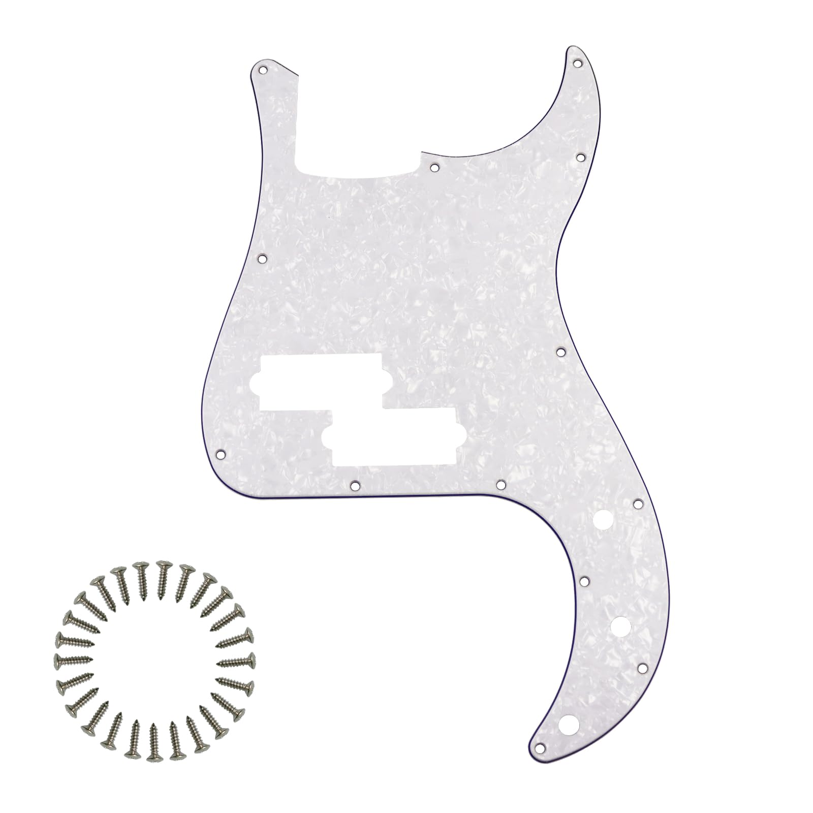 13-Hole P Bass Pickguard for Fender Precision Bass,White Pearl 4Ply