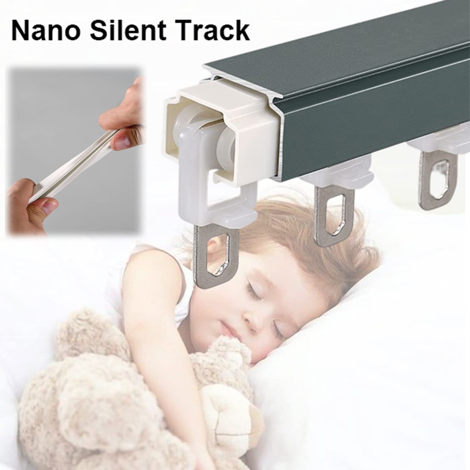 Rail Rideaux Plafond (1 M-6 M) Rail De Rideau Montage Au Plafond Ou Au Mur, Séparateur De Pièce, Tringle à Rideaux Aluminium Pour Salon, Salle De Bain, Chambre À Coucher(Ceiling Mount,5.2m(4*1.30m))