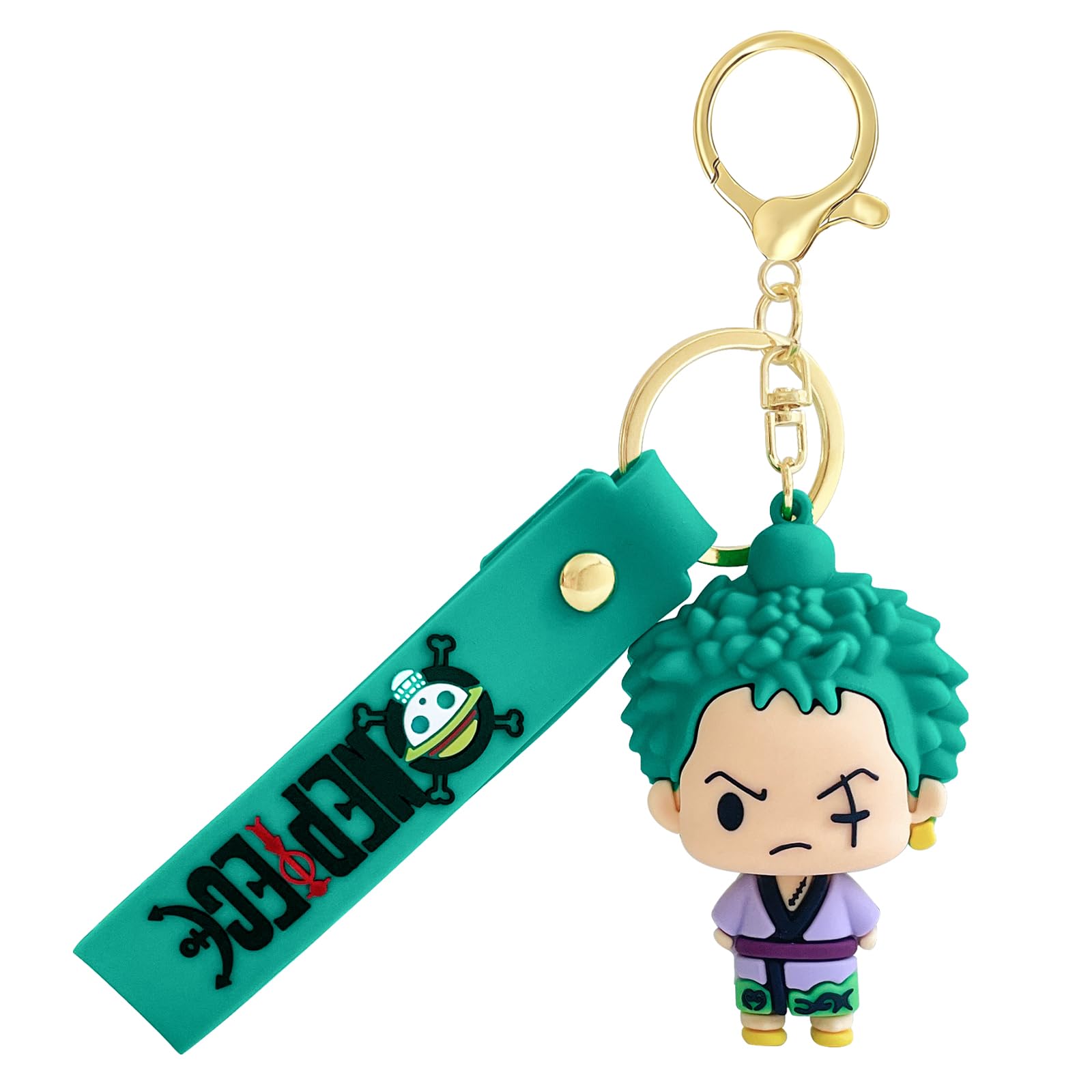 ACZHHZC OP Anime Cartoon Keychains, Cute Mini Figure Keychains, Fun Backpack Keyring Accessories Gifts for Men Zoro