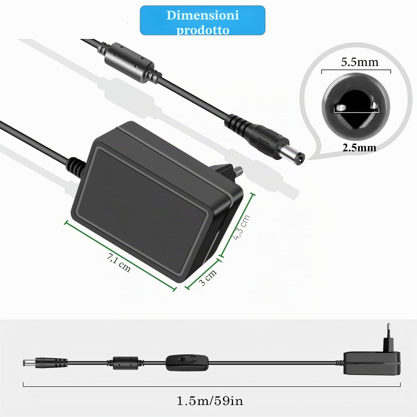 Adattatore da 12V per Yamaha Keyboard Power AC Adapter per PA-130a PA-130b PA-150b P45 PA-3b PA-3c PA-5d PSR-210 PSR-78 P125 E373 EZ-220 EZ-300 Electronic Piano.
