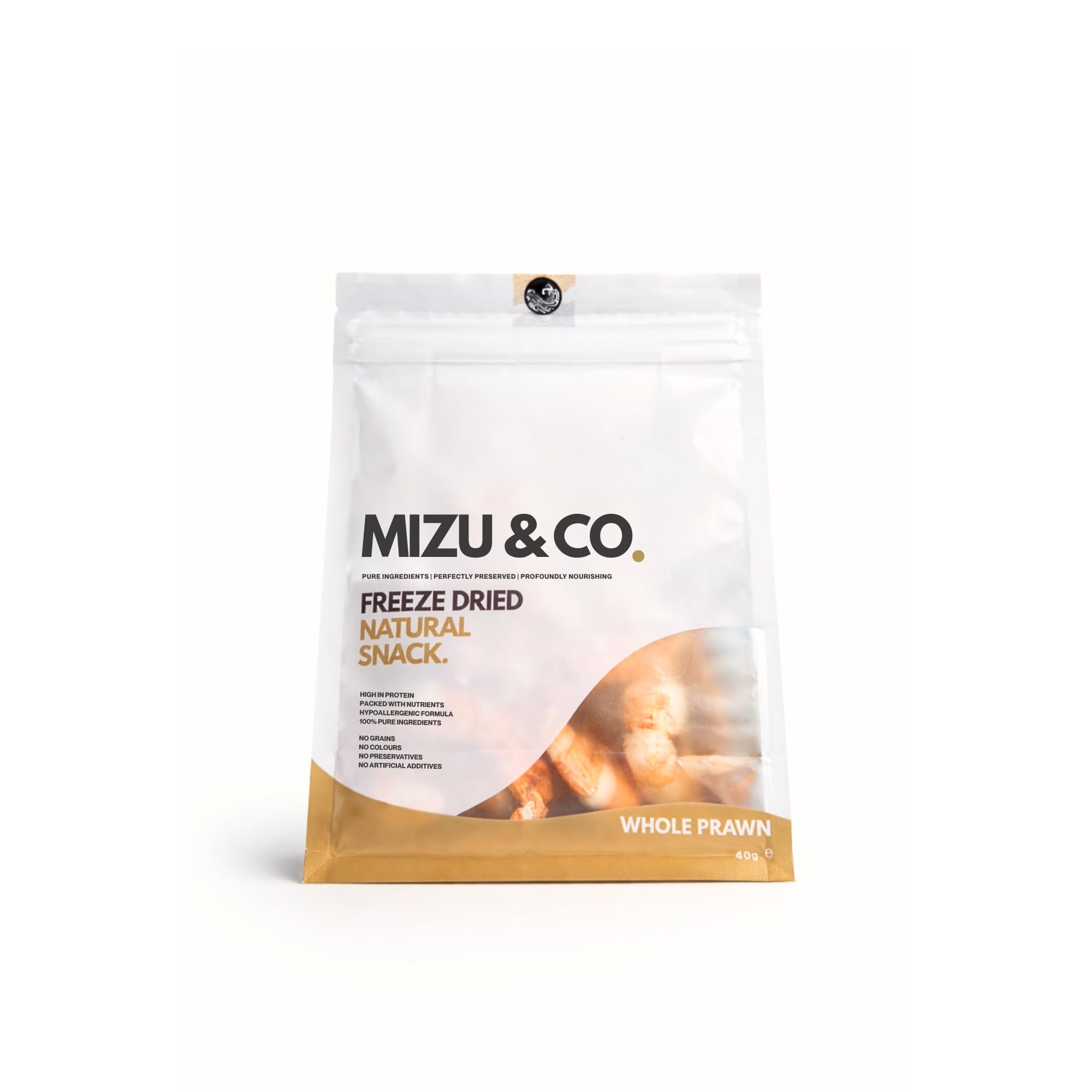 Mizu&Co Freeze-Dried Whole Prawn for Dogs & Cats 40g | Natural Single-Ingredient Pet Treat | High-Protein Raw Seafood Snack & Meal Topper for Puppies, Kittens, Adult & Senior Pets