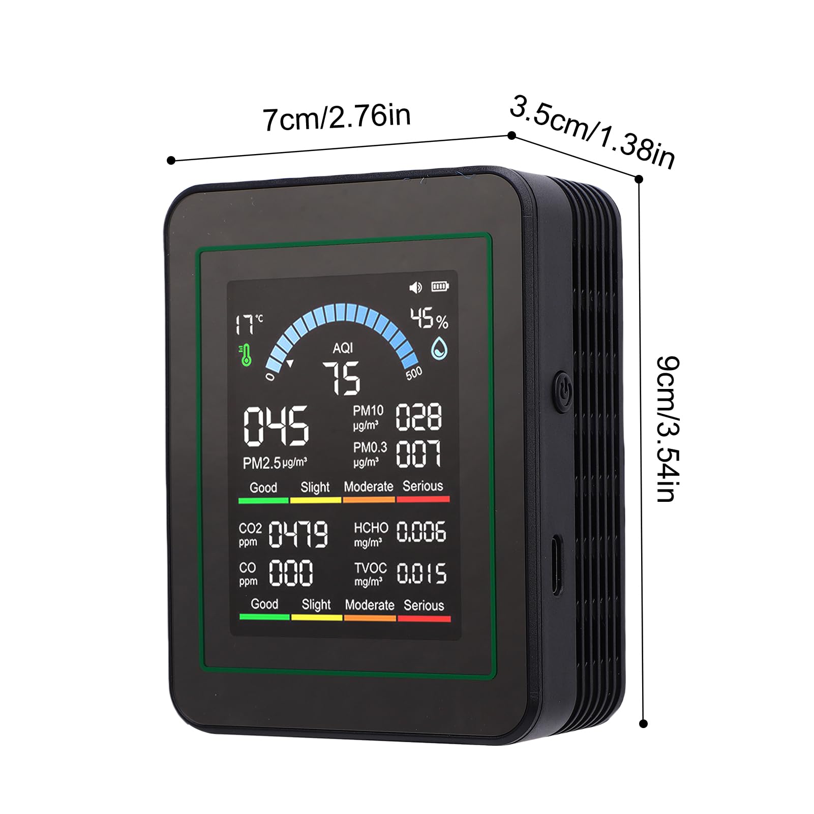 Rilevatore Multigas per Uso Domestico, Monitor CO2 Portatile HCHO con Misuratore di Particelle PM2,5 PM10, Misuratore di umidità della Temperatura Rilevatore Inquinamento da Campeggio per (#2)