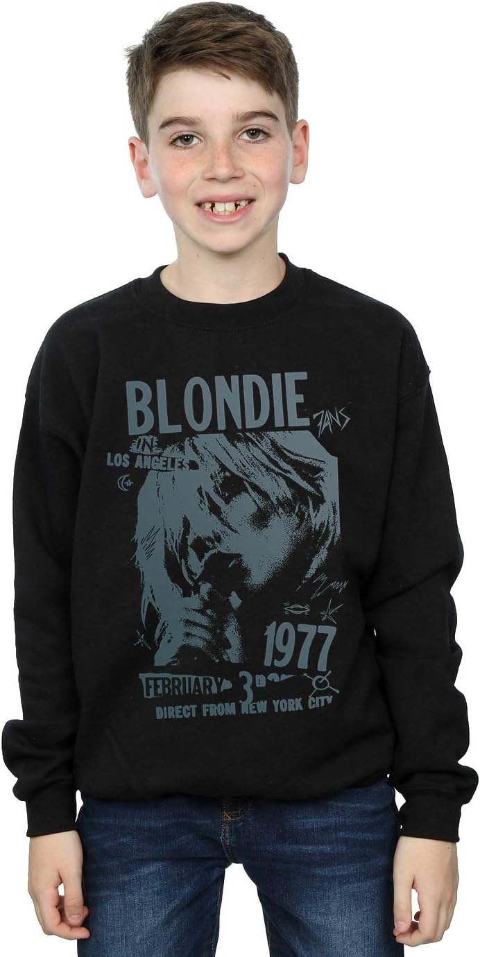 ABSOLUTECULT Blondie Boys Tour 1977 Chest Sweatshirt Black 9-11 Years