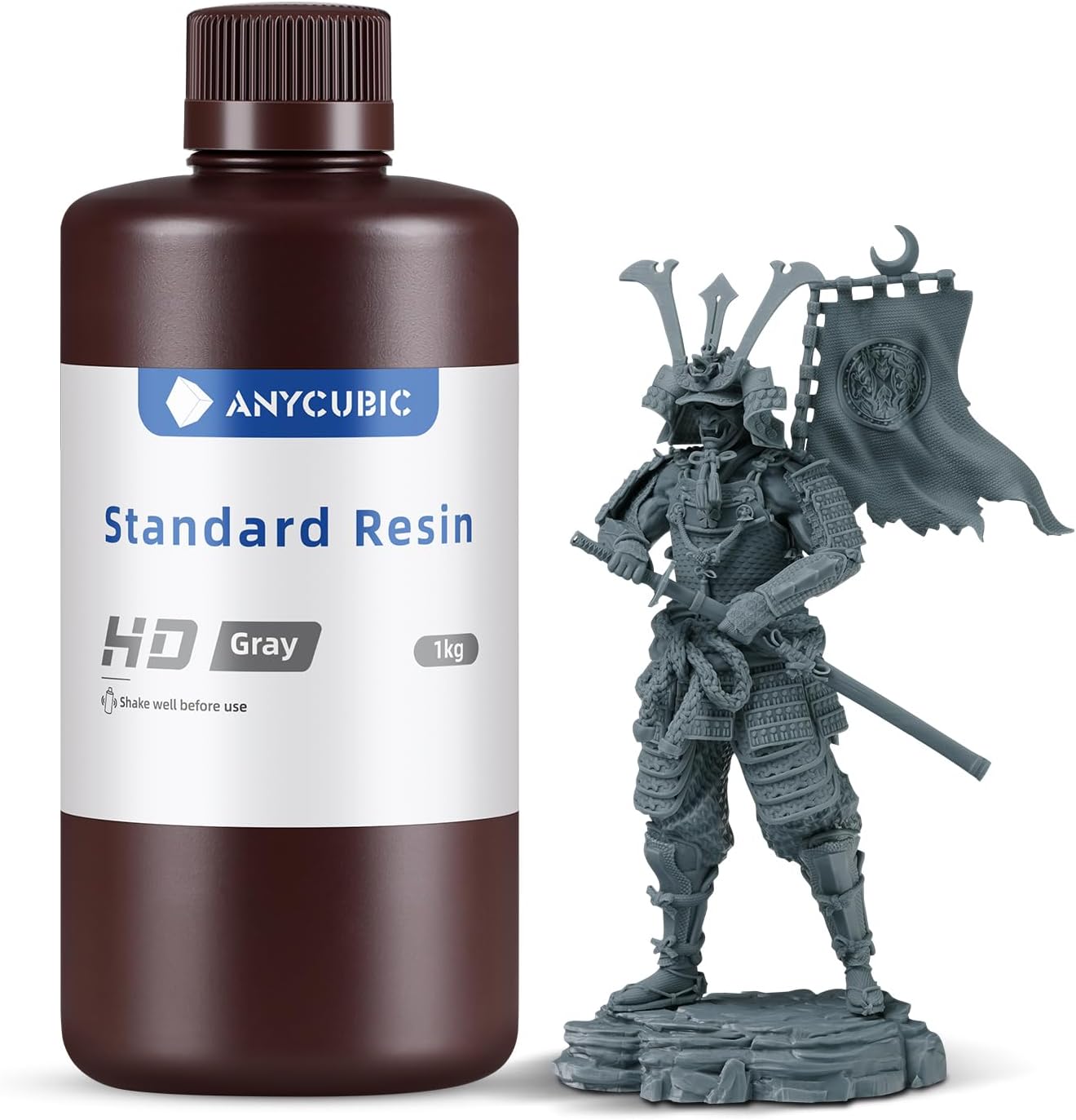 ANYCUBIC Upgraded 8K 3D Printer Resin, 3D Printing Resin with High Precision and Quick Curing & Excellent Fluidity for LCD 4K/6K/8K/12K 3D Printing (HD Grey, 1kg)