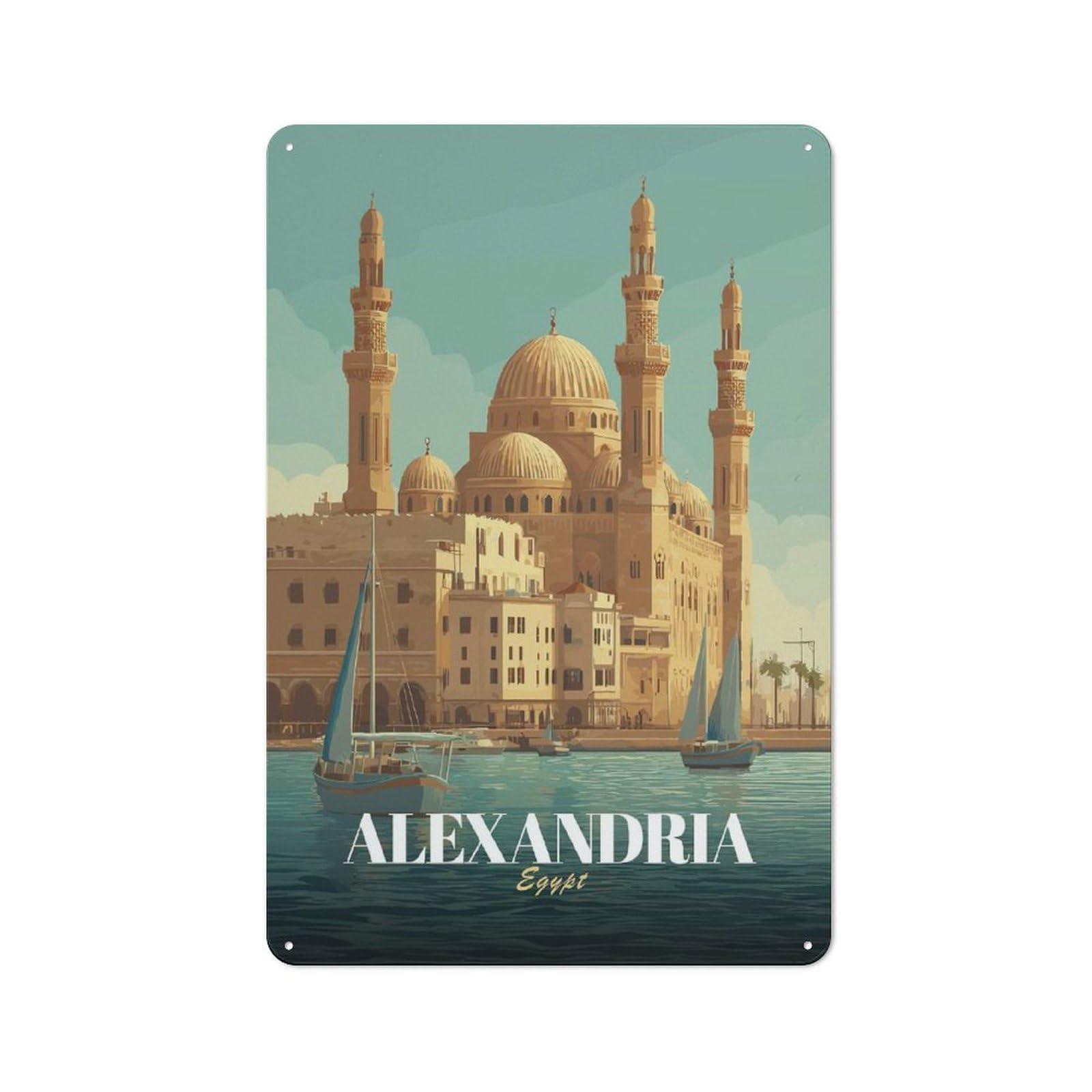 Junmoney Style-1 Vintage Garden Room Metal Sign 30X20cm Featuring Alexandria, Egypt Travel (3), Utility Space Decor For Shed, Garden Room, Porch Or Garage