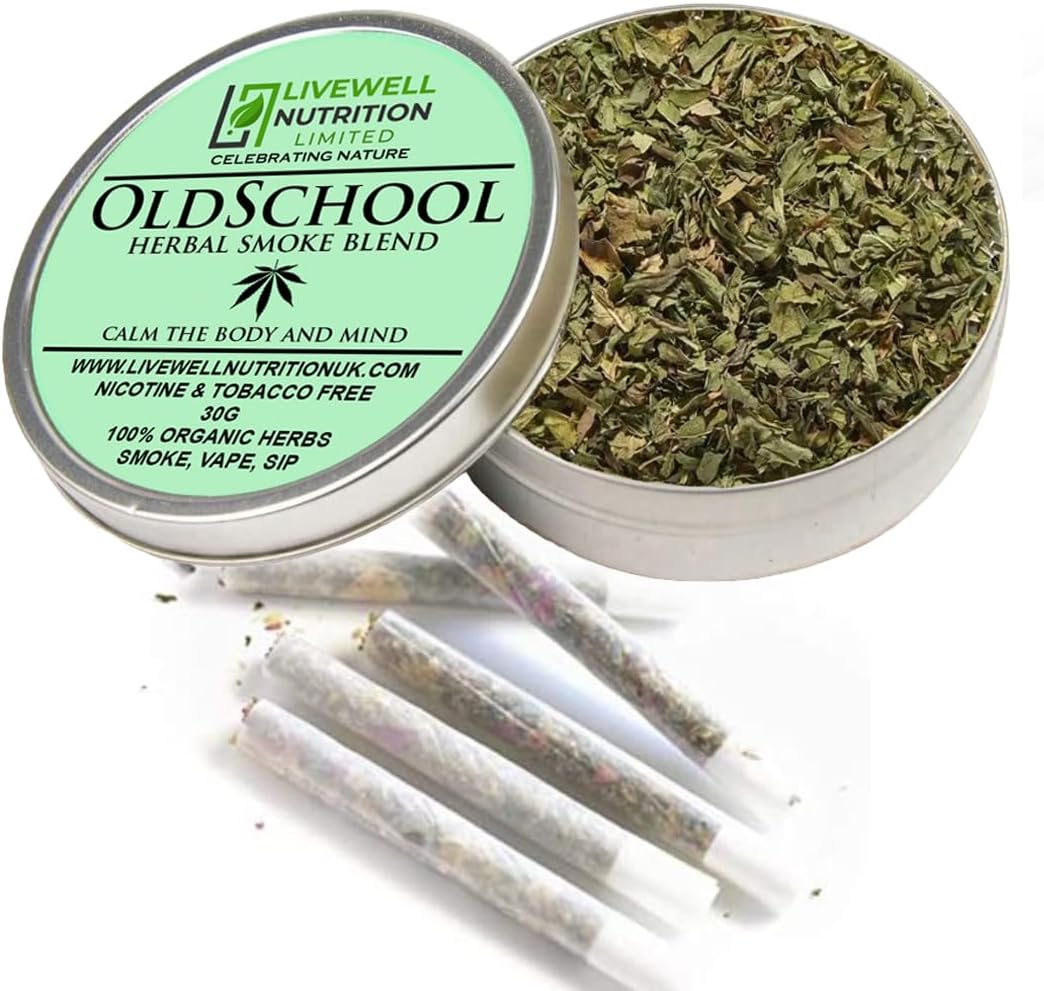 Organic Herbal Smoke Mix (Oldschool) Peace & Calming Herbs Formulated with Full Body Notes of Freshness 30g