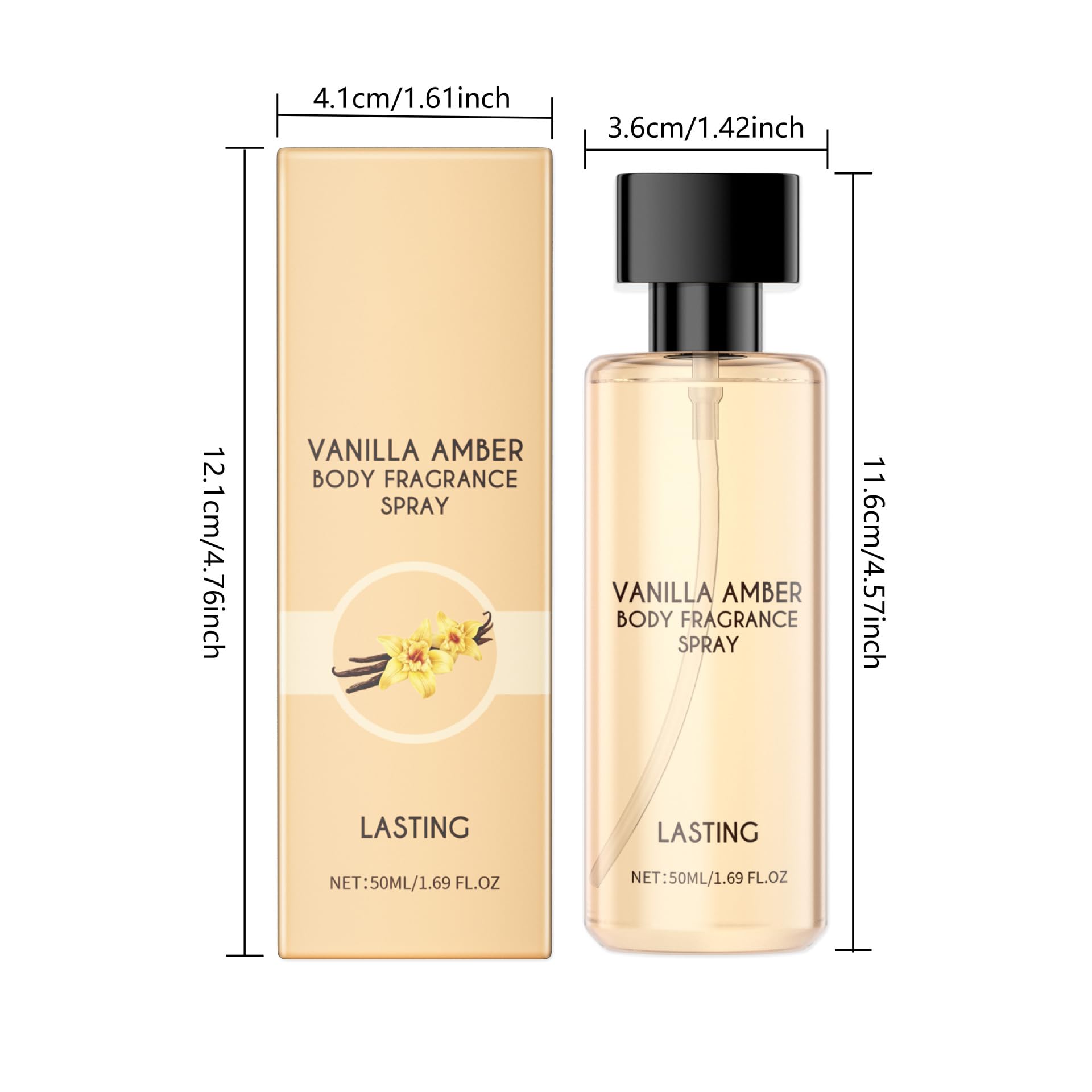 Waniliowy spray do ciała dla kobiet i dziewcząt, długotrwała mgiełka zapachowa do skóry i włosów, świeży i elegancki zapach, 50 ml, rozmiar podróżny (5)