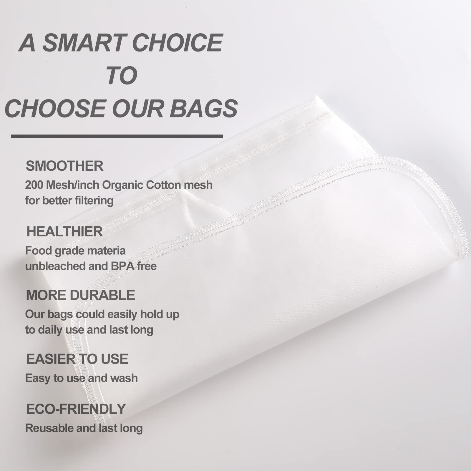 2-Pack Reusable Nut Milk Bags - Fine Mesh Nylon Strainer For Almond Milk, Yogurt, Coffee, Tofu